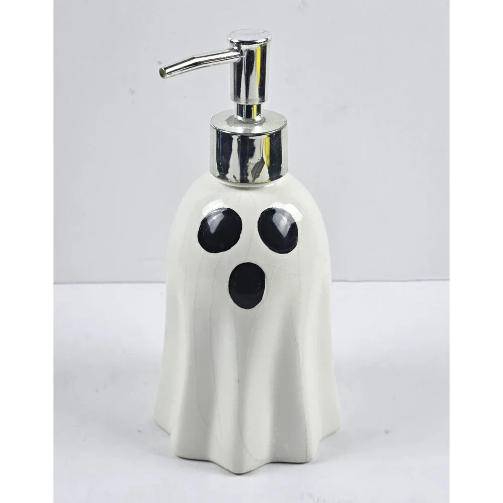 Home Essentials Ghost Ceramic Pump Soap Dispenser Glossy White 8 in